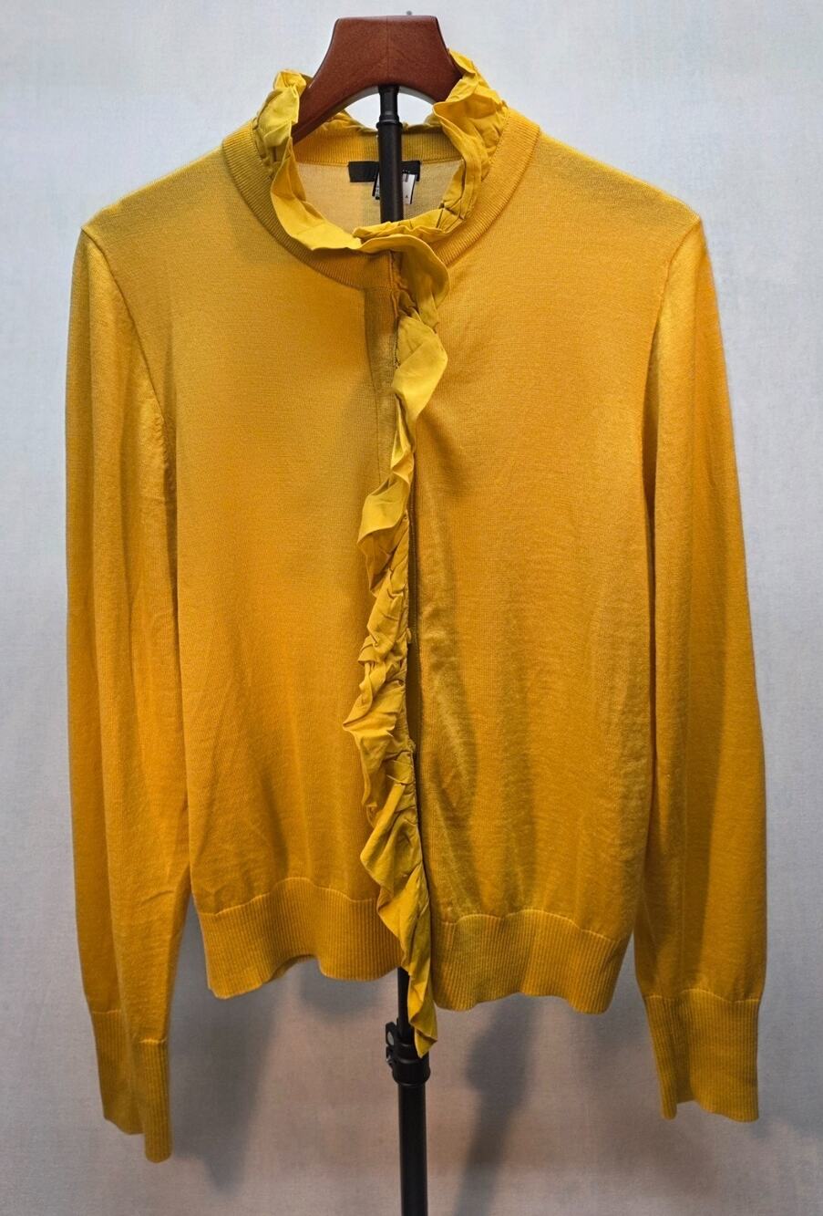 NWT J.Crew Yellow Gold Ruffle Front Cardigan Sweater Women's XL Romantic
